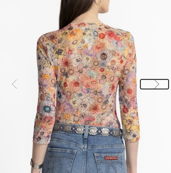 Johnny Was Natalie 3/4 Sleeve Mesh Tee in Sage Pink sz XS​​ - Picture 3 of 16